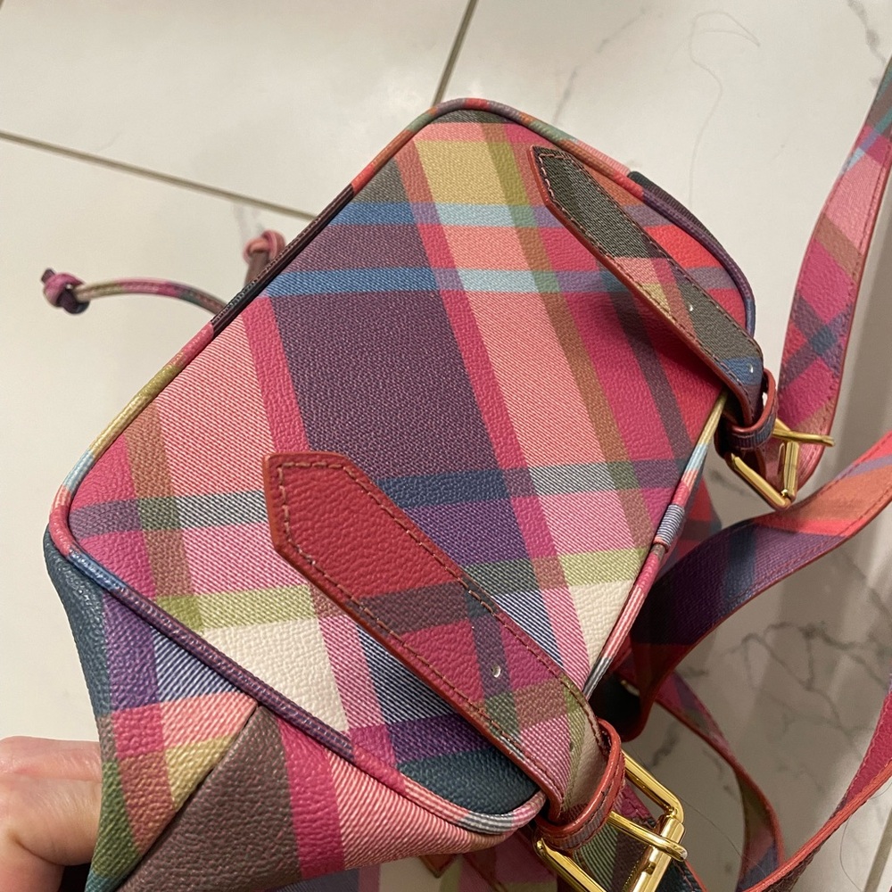Vivienne Westwood Multi-Color Plaid Drawstring Backpack - Picture 6 of 7